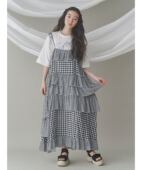 日单 merry j重工拼格荷叶边连衣裙