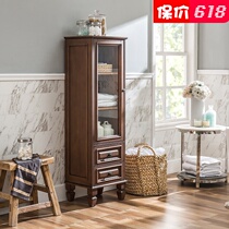 美式浴室边柜卫生间实木储物收纳柜马桶侧柜置物柜子客厅落地立柜