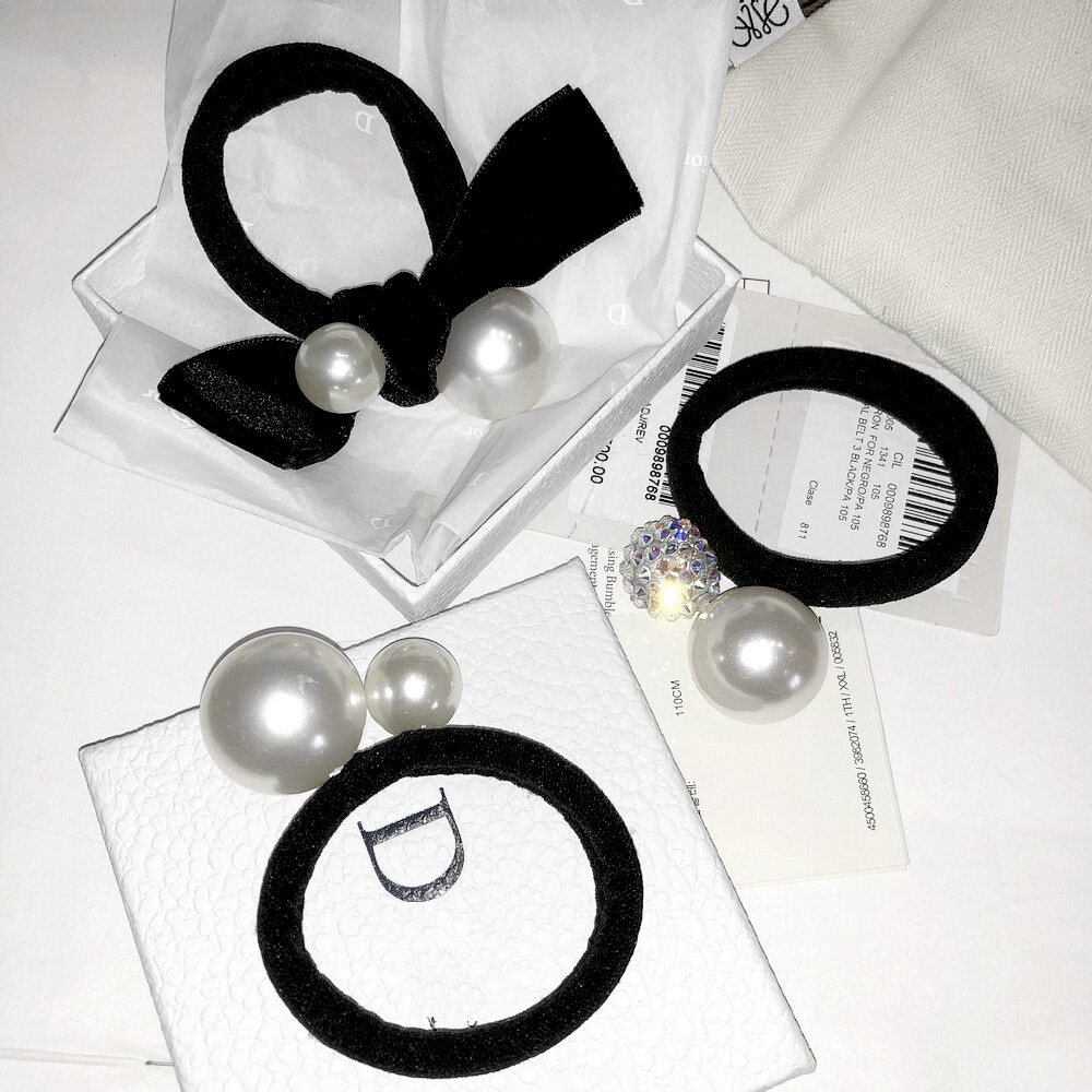 韩国简约甜美大小珍珠蝴蝶结发圈发饰发绳网红弹力橡皮筋成人皮套