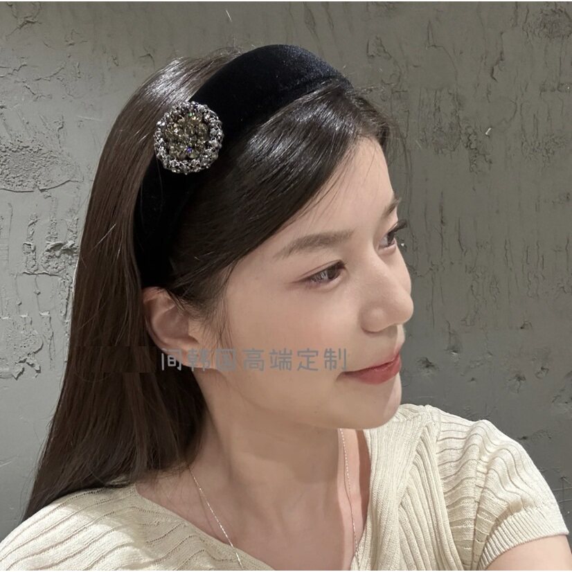 发箍丝绒头箍发卡满钻大圆盘头扣