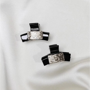 复古黑色抓夹女拉丝流沙盘发夹后脑勺刘海顶夹碎发卡小发抓鲨鱼夹