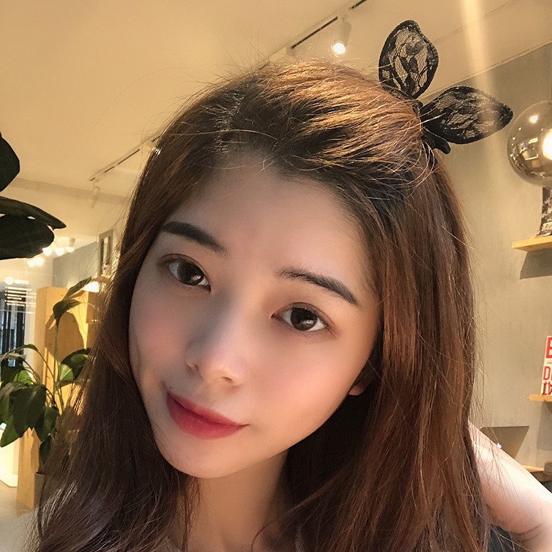 兔耳朵发夹蝴蝶结发卡秋冬夹子头饰前额刘海夹边夹发饰网红发箍女