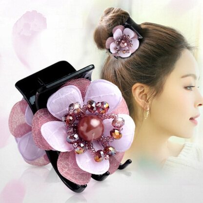 水晶中号抓夹绢纱饰品布艺花朵