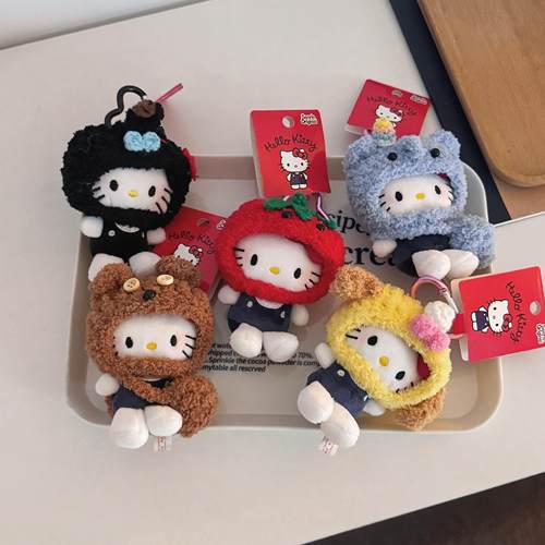 可爱头套款kitty挂件包包哈喽KT小玩偶公仔背书包挂饰钥匙扣礼物