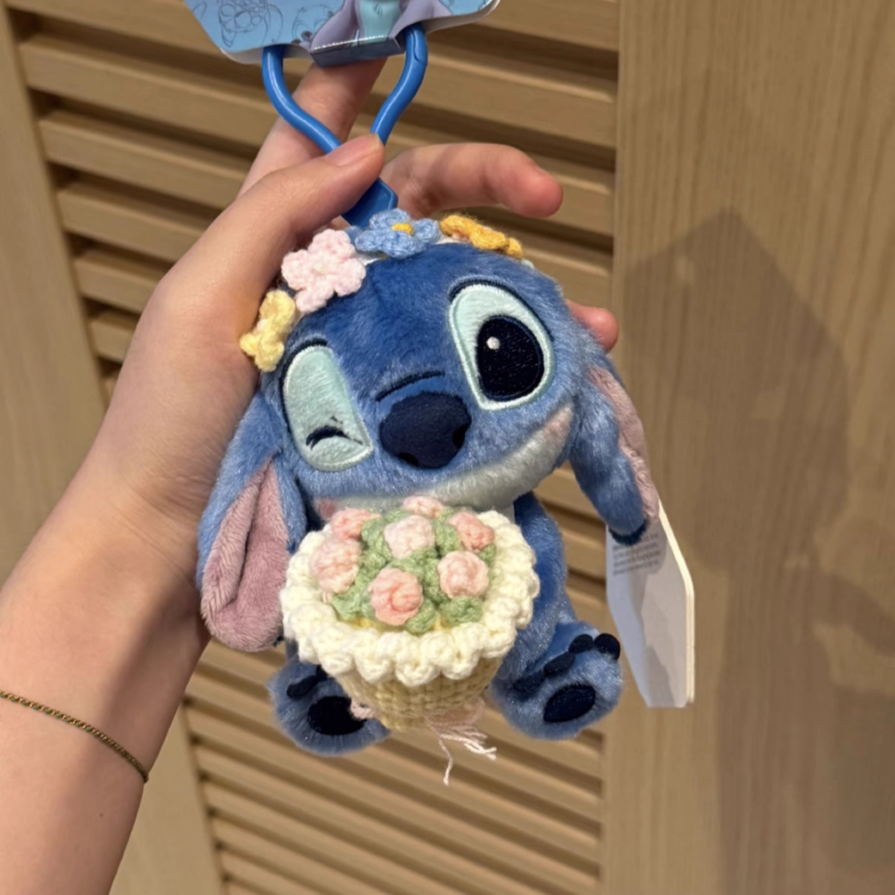 【正版】抱花束史迪仔玩偶挂件可爱花童史迪奇包包挂饰送女生礼物