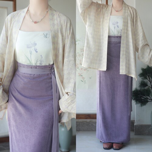 宋制人棉飞机袖吊带旋裙日常汉服