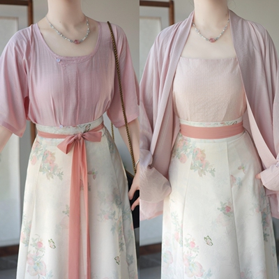 薄款人棉唐褙子破裙日常汉服女