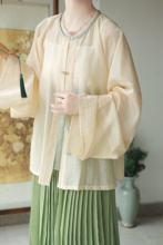 西辞记多色撞色天丝圆领衫对襟开衫明制春夏日常百搭上衣汉服女
