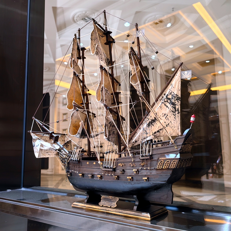 海盗帆船模型欧式仿真精细实木质