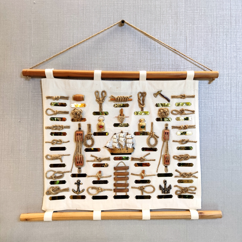 扬帆壁画现代立体麻绳帆布文字画