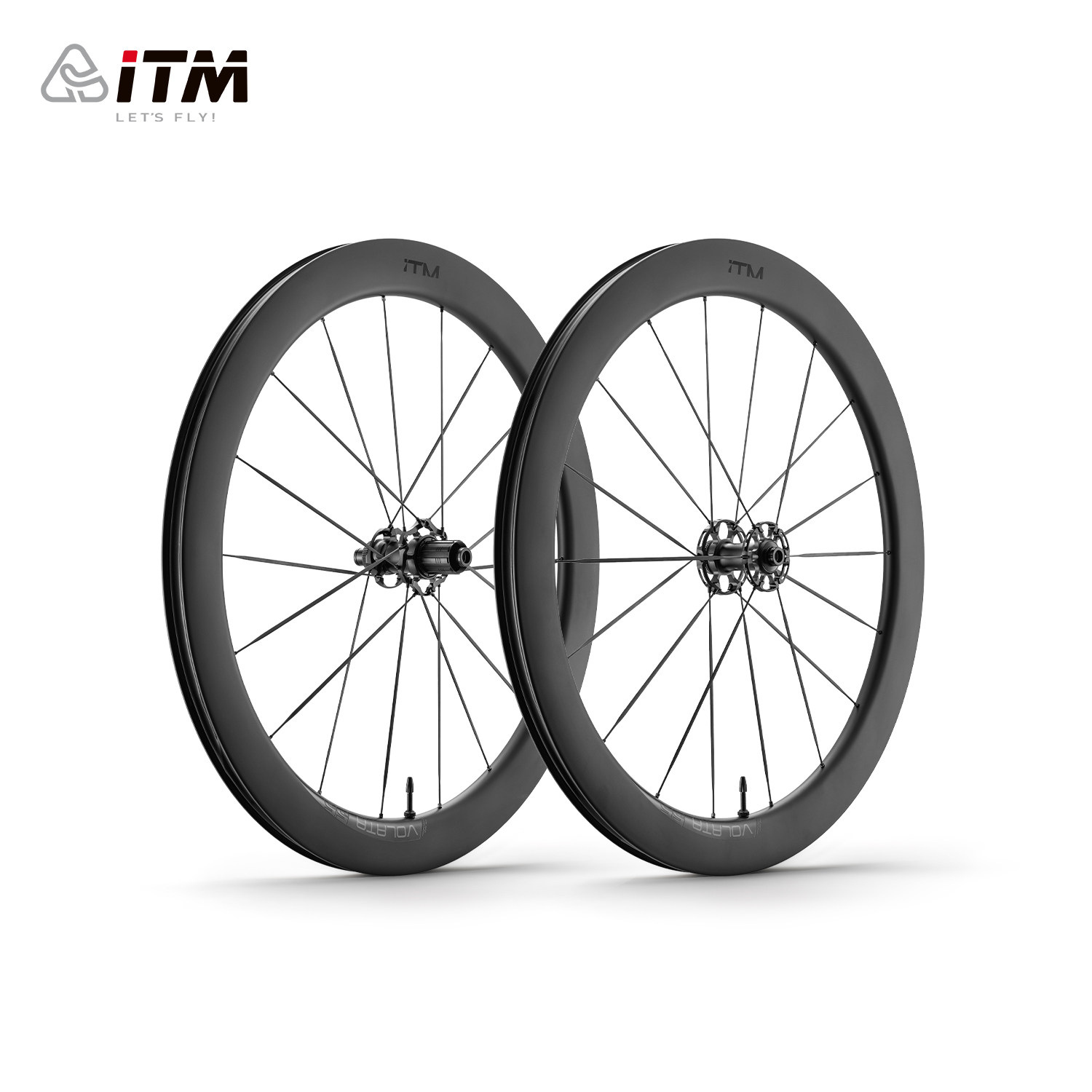 意大利ITM碳纤维轮组碟刹700c公路自行车碳刀圈55mm轮毂真空胎