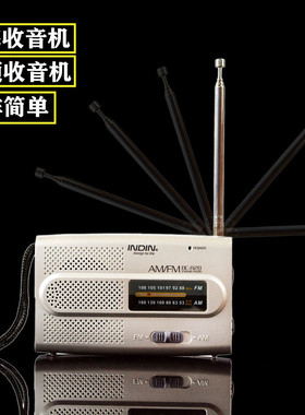 INDIN小型老人迷你调频收音机小音响音箱便携式播放器AMFM随身听