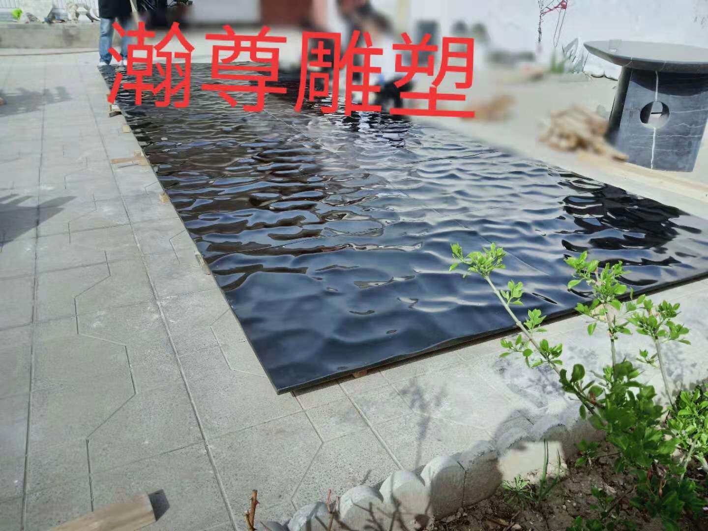室内石材水波纹雕刻工艺品软装饰农用薄膜