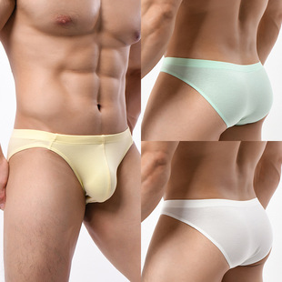 男士 衩男式 纯棉透气三角裤 运动纯色简约短裤 头男生丝光棉大码 内裤
