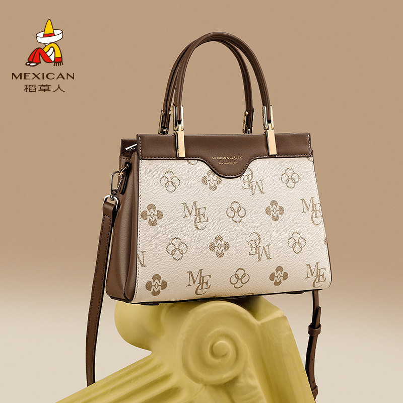 稻草人品牌包包女2025新款手提包老花妈妈款单肩斜挎女包官方正品