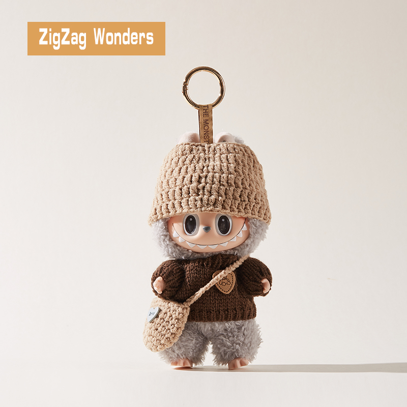ZigZag软萌星球娃衣社拉布布labubu棕马卡龙搪胶公仔手工潮玩娃衣