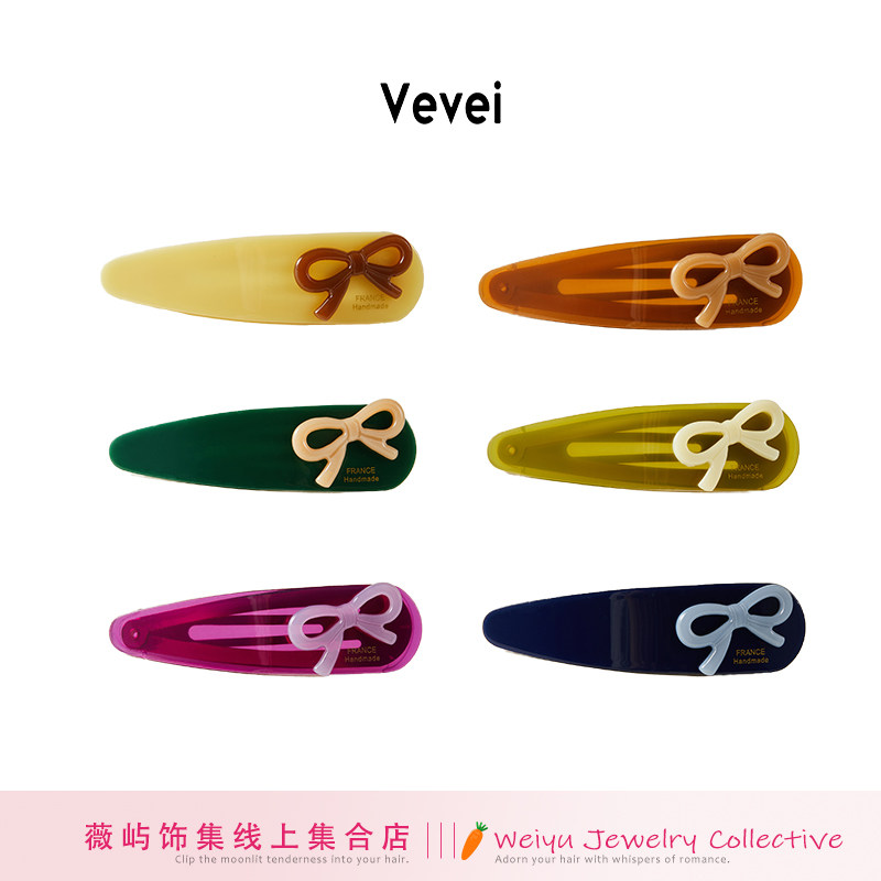 韩系甜美撞色蝴蝶结BB夹刘海边