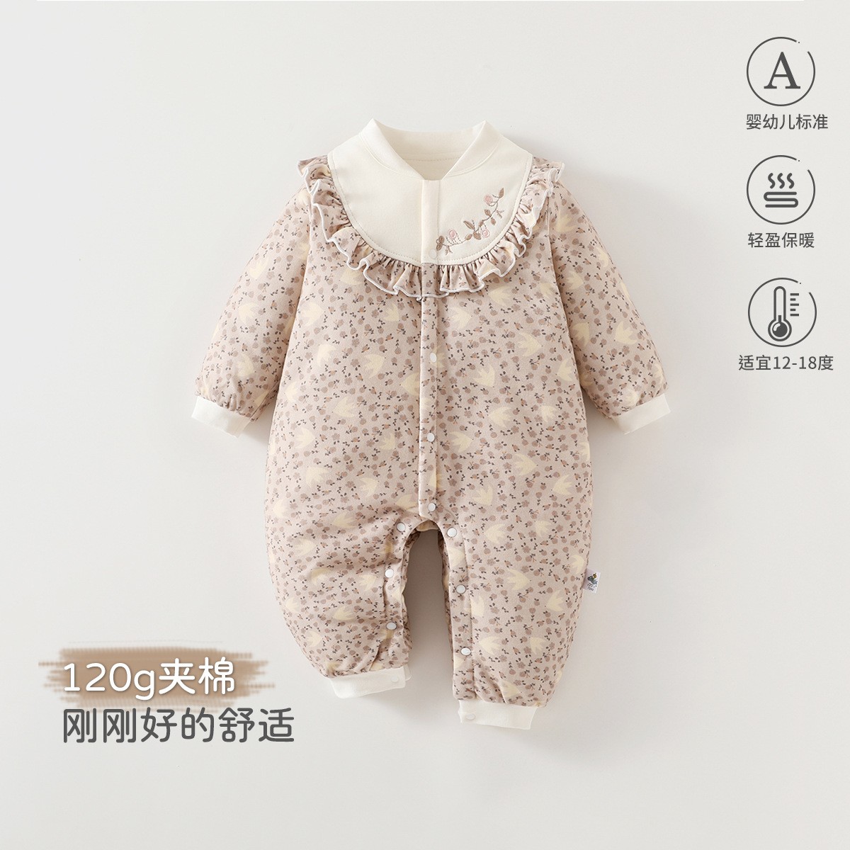 男女宝宝秋冬保暖夹棉婴儿连体衣加厚120克新生儿外出服安阳童装图片