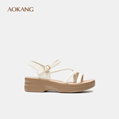 女鞋 2025夏季 凉鞋 奥康 时尚 一字带小坡跟露趾增高百搭日常凉拖