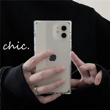 ins风简约方形14透明壳适用iphone16promax软苹果15pro手机壳13全包12硅胶11男女款XR/XSMAX超薄创意保护套