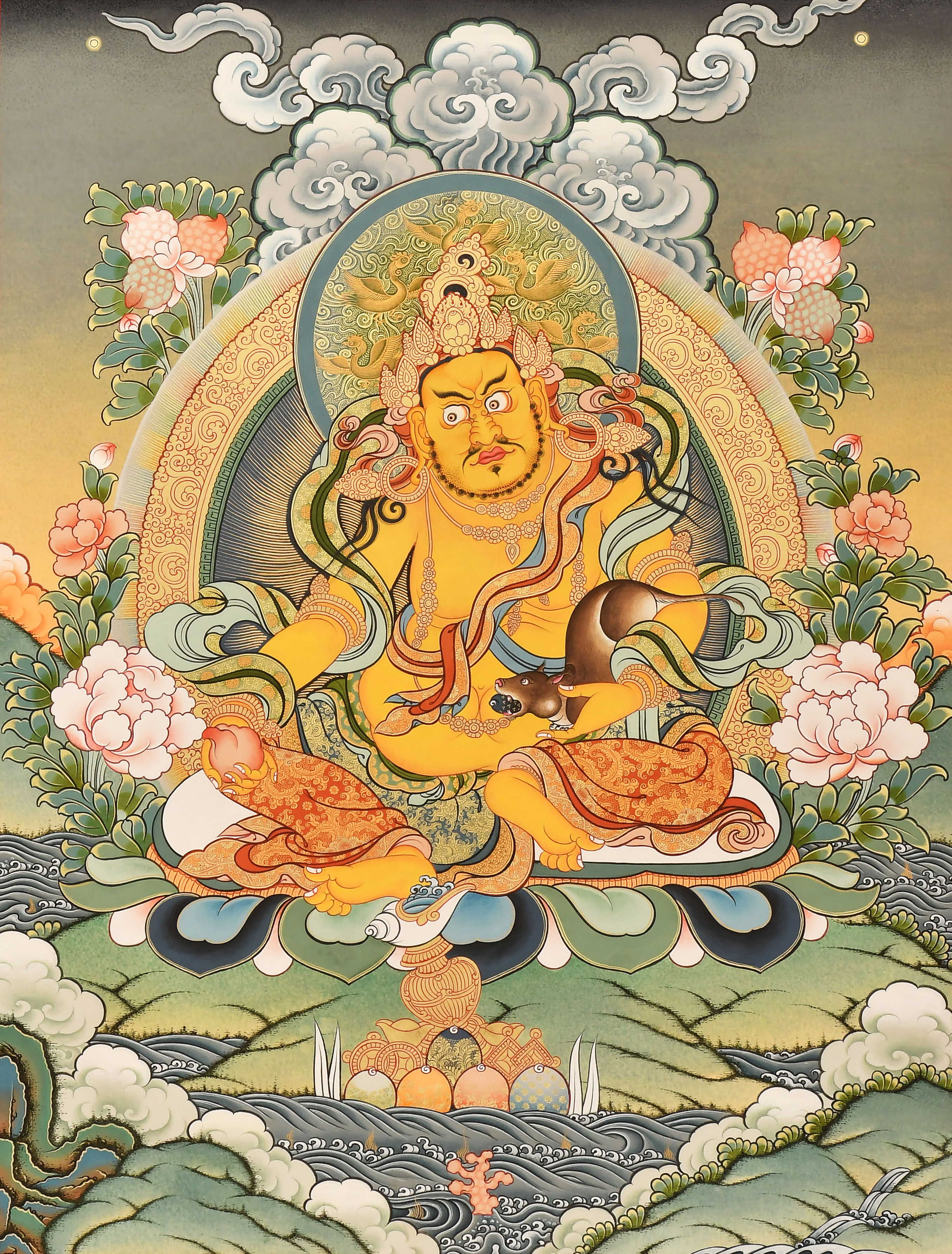 黄财神相片唐卡贴纸护身卡