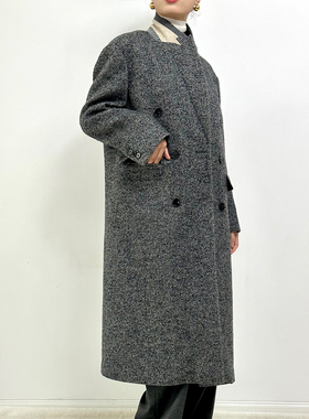 MPP原创新款人字纹大衣灰色高级感超好看羊毛羊绒毛呢大衣外套女