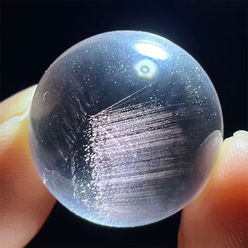 天然水晶包裹体红针异象圆珠20mmDIY饰品多宝手串项链挂件吊坠