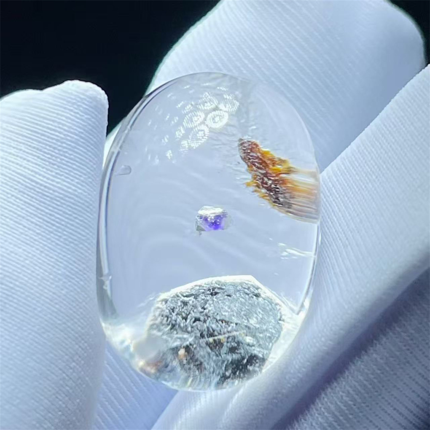 天然水晶全包裹体紫色矿物奇石DIY配饰品戒指项链吊坠一物一图款