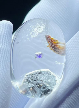 天然水晶全包裹体紫色矿物奇石DIY配饰品戒指项链吊坠一物一图款