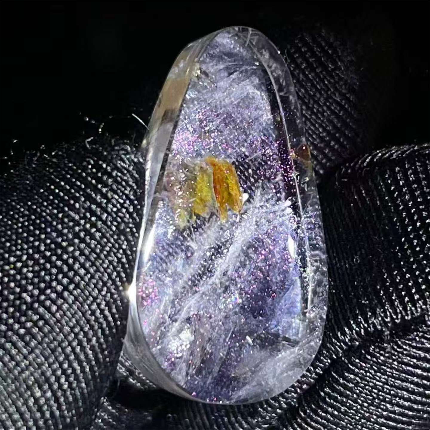 天然水晶包裹体粉火铜蓝矿物奇石DIY饰品项链挂件吊坠一物一图款