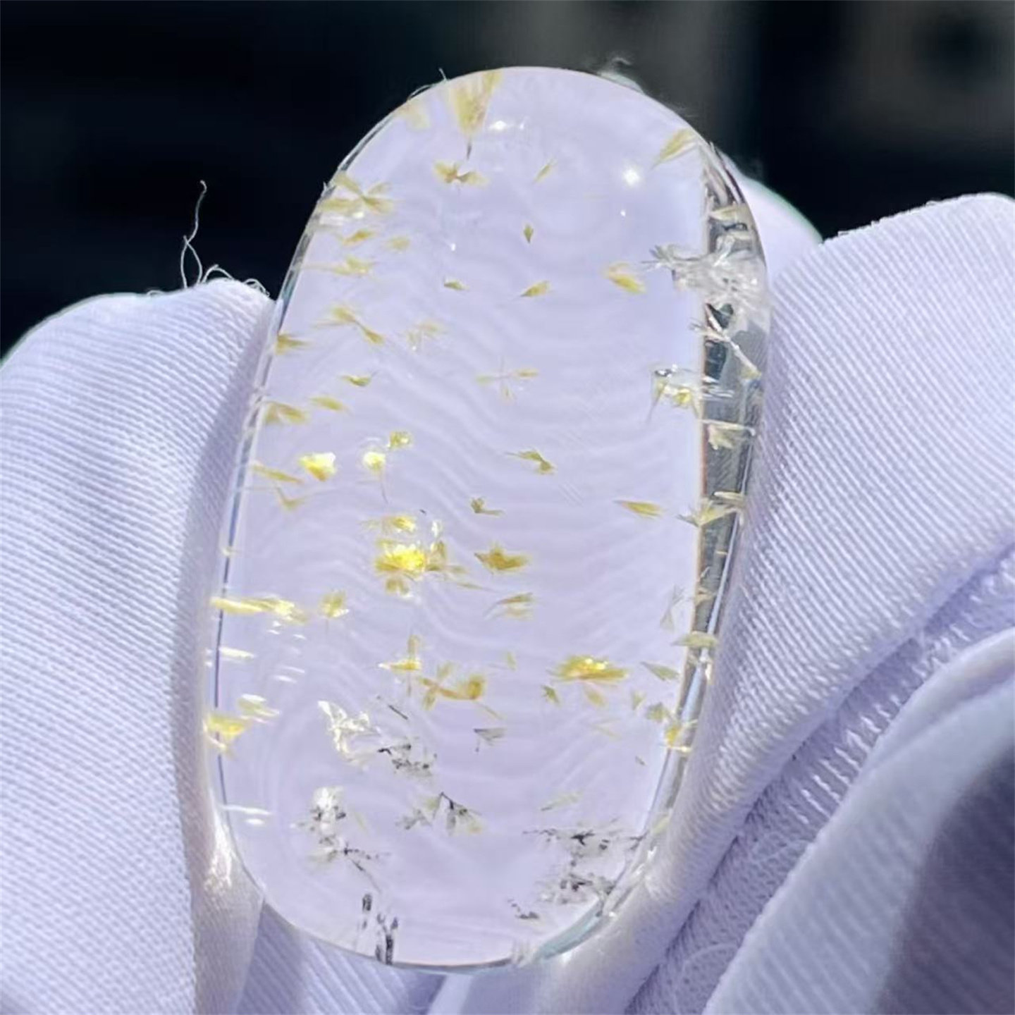 天然水晶包裹体小众黄白双色系矿物花朵奇石DIY饰品项链挂件吊坠