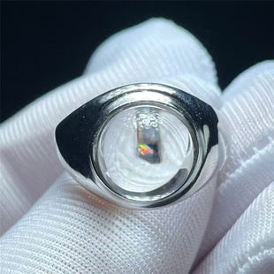 天然水晶全包裹蓝矿圆珠9mm银镶嵌戒指圈口可调饰品礼物一物一图