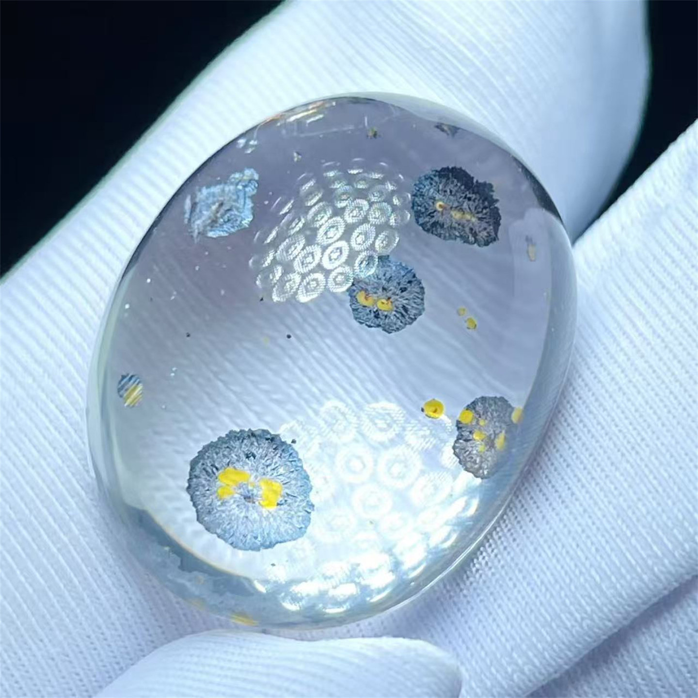 天然水晶全包体双色矿花奇石DIY饰品戒指项链挂件吊坠一物一图款