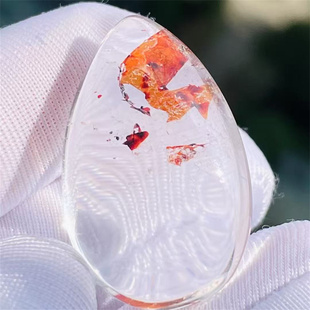 天然水晶包裹赤铁矿红云母异象裸石DIY饰品项链挂件吊坠一物一图