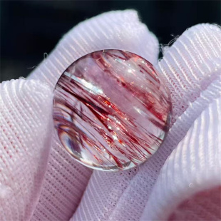 天然水晶超七紫红发圆珠12mmDIY饰品多宝串项链挂件吊坠一物一图