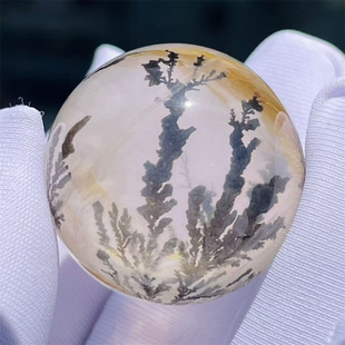 天然水晶软锰矿小树景石圆珠22mmDIY饰品把玩多宝毛衣项挂件吊坠
