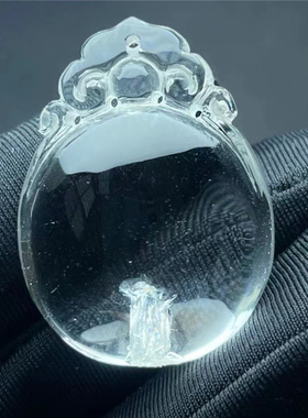 天然水晶包裹晶中晶雕刻如意饰品男女款毛衣项链挂件吊坠特惠