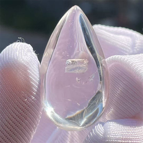 天然白水晶全包裹矿石胆腔流动水胆异象裸石DIY饰品项链挂件吊坠