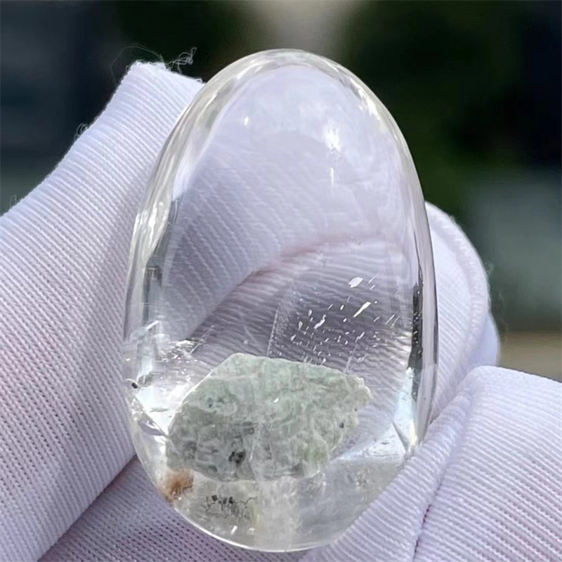 天然水晶全包裹体绿色岩块矿晶异象奇石DIY配饰品项链挂件吊坠