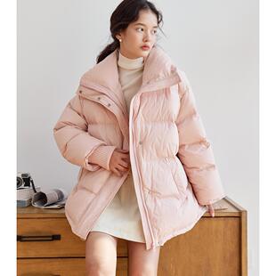 子陌立领轻盈保暖泡芙白鸭绒羽绒服面包服厚款女冬装新款