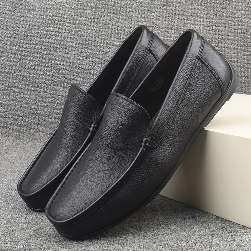 撤柜男士真皮商务休闲皮鞋牛皮套脚豆豆鞋软底软面缝制黑色男单鞋,流行男鞋,乐福鞋（豆豆鞋）,淘宝优惠券,粉丝福利购,淘宝优惠卷