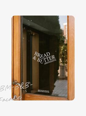 1款面包店门店玻璃标识logo效果展示样机mockup智能贴图psd模版