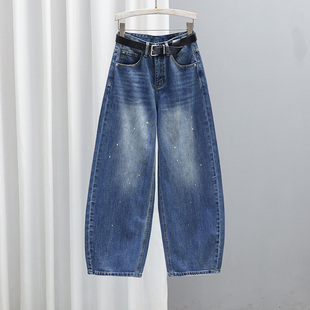 宽松显瘦牛仔裤 春季 无弹复古百搭休闲长裤 女2026新款 子 高腰弯刀裤
