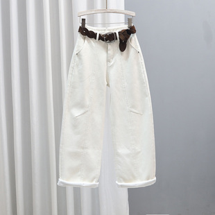 子 哈伦直筒老爹裤 2025秋冬加绒加厚牛仔裤 女弹力宽松显瘦百搭长裤