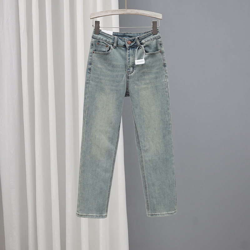 浅蓝色春季新款高腰牛仔裤女2025修身显瘦小直筒裤百搭时尚九分裤,女装/女士精品,牛仔裤,淘宝优惠券,粉丝福利购,淘宝优惠卷
