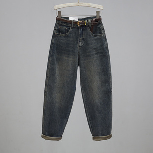 萝卜老爹裤 百搭复古四季 潮流 女宽松显瘦哈伦裤 2025春秋高腰牛仔裤