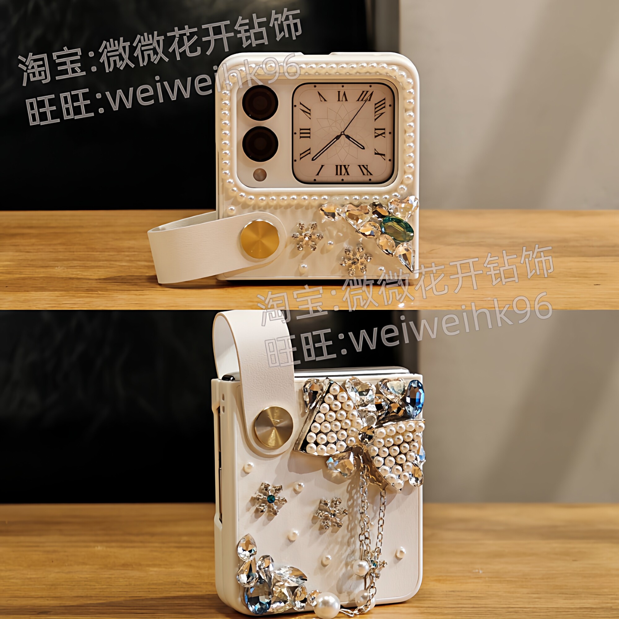 适用于华为novaflips折叠屏镶钻珍珠手提皮套手机壳轻奢风小仙女网红小香风卡通可爱保护套新款防摔高级感