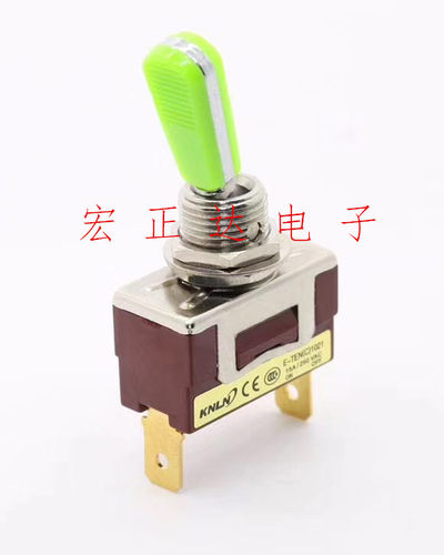 TEN1021摇头摇臂拨动开关2脚2档-20A电流高端钮子开关焊接脚绿柄E