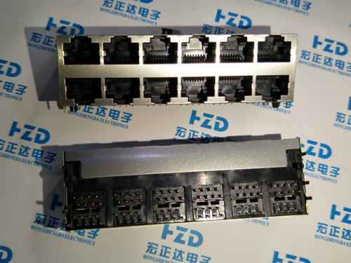 RJ45网络插座 12口带屏蔽 8P8C水晶头母座 59-2x6