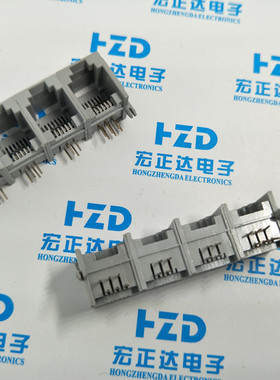 5521插座1x4无耳6P6C/6P4C RJ11 RJ25座子四口90度插脚灰色连接器